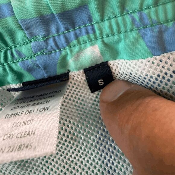 Vineyard Vines Men's Fish Print Elastic Waist Swim Trunks Blue Green Size Small - Picture 4 of 7